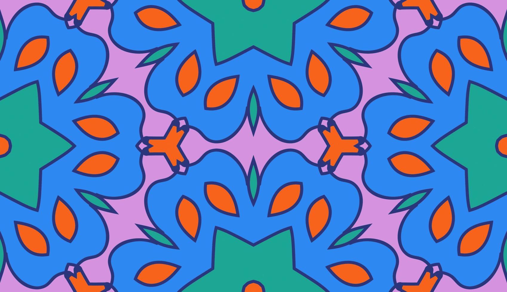 modello senza cuciture del fiore geometrico astratto di doodle colorato. sfondo floreale. mosaico caleidoscopio, geo piastrella di ornamento a linea sottile. vettore