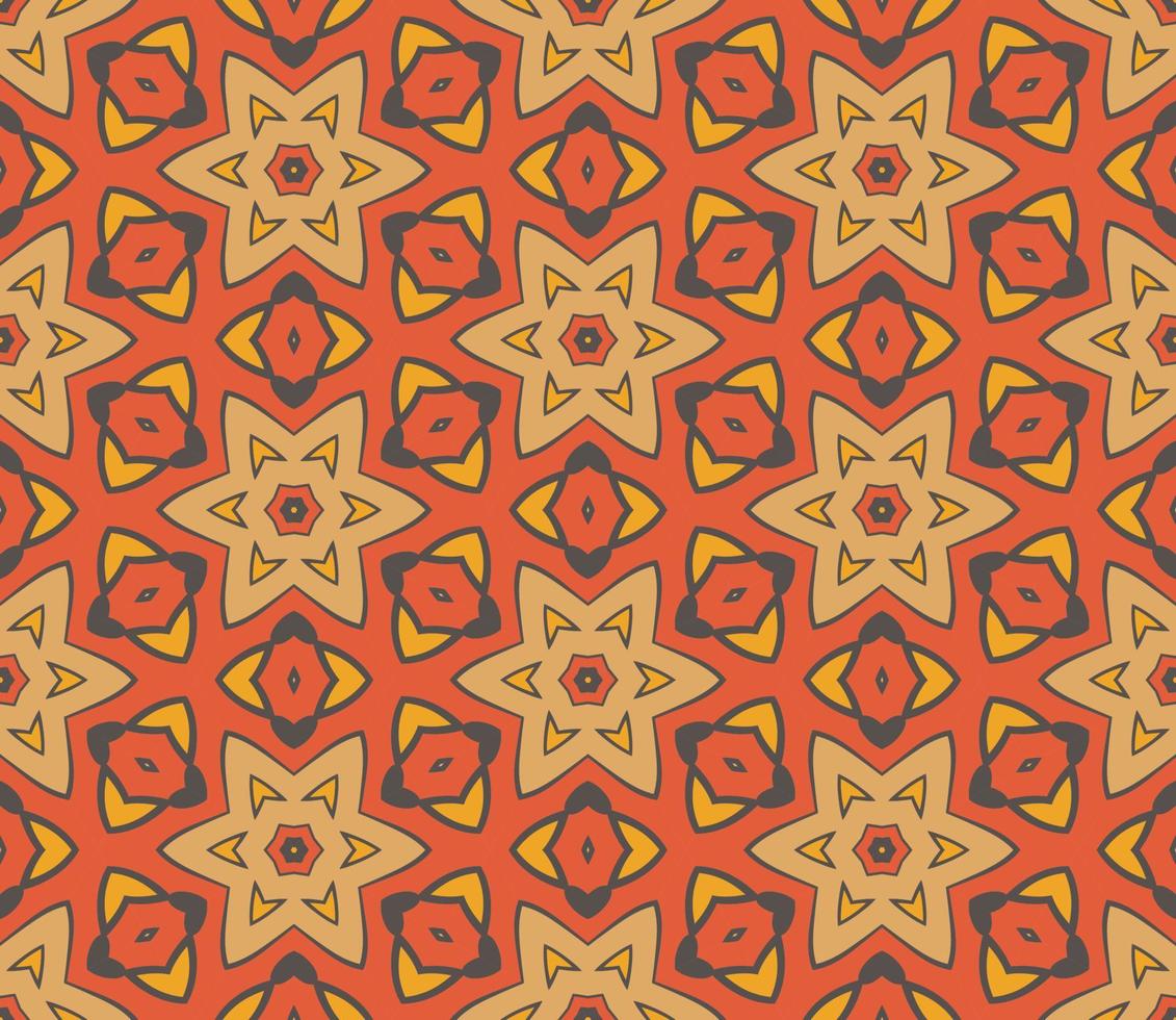 modello senza cuciture del fiore geometrico astratto di doodle colorato. sfondo floreale. mosaico caleidoscopio, geo piastrella di ornamento a linea sottile. vettore