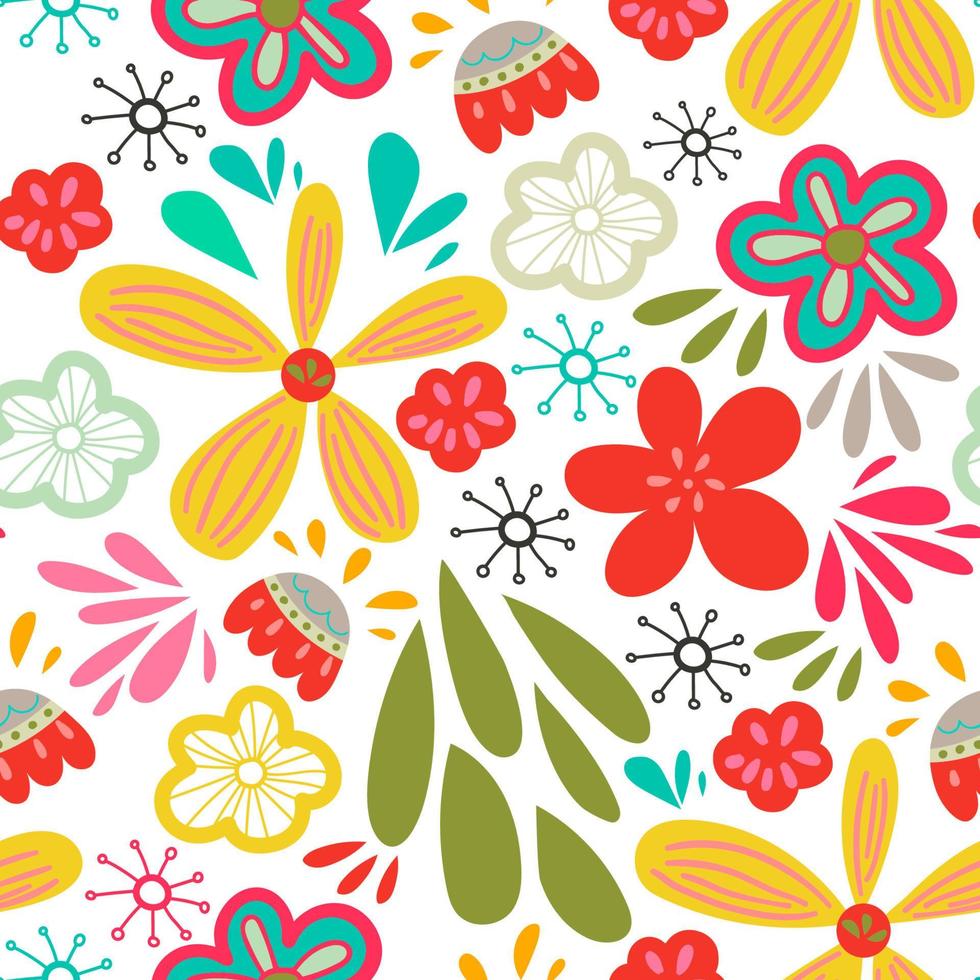 doodle astratto motivo floreale colorato senza soluzione di continuità. sfondo astratto fiore. vettore
