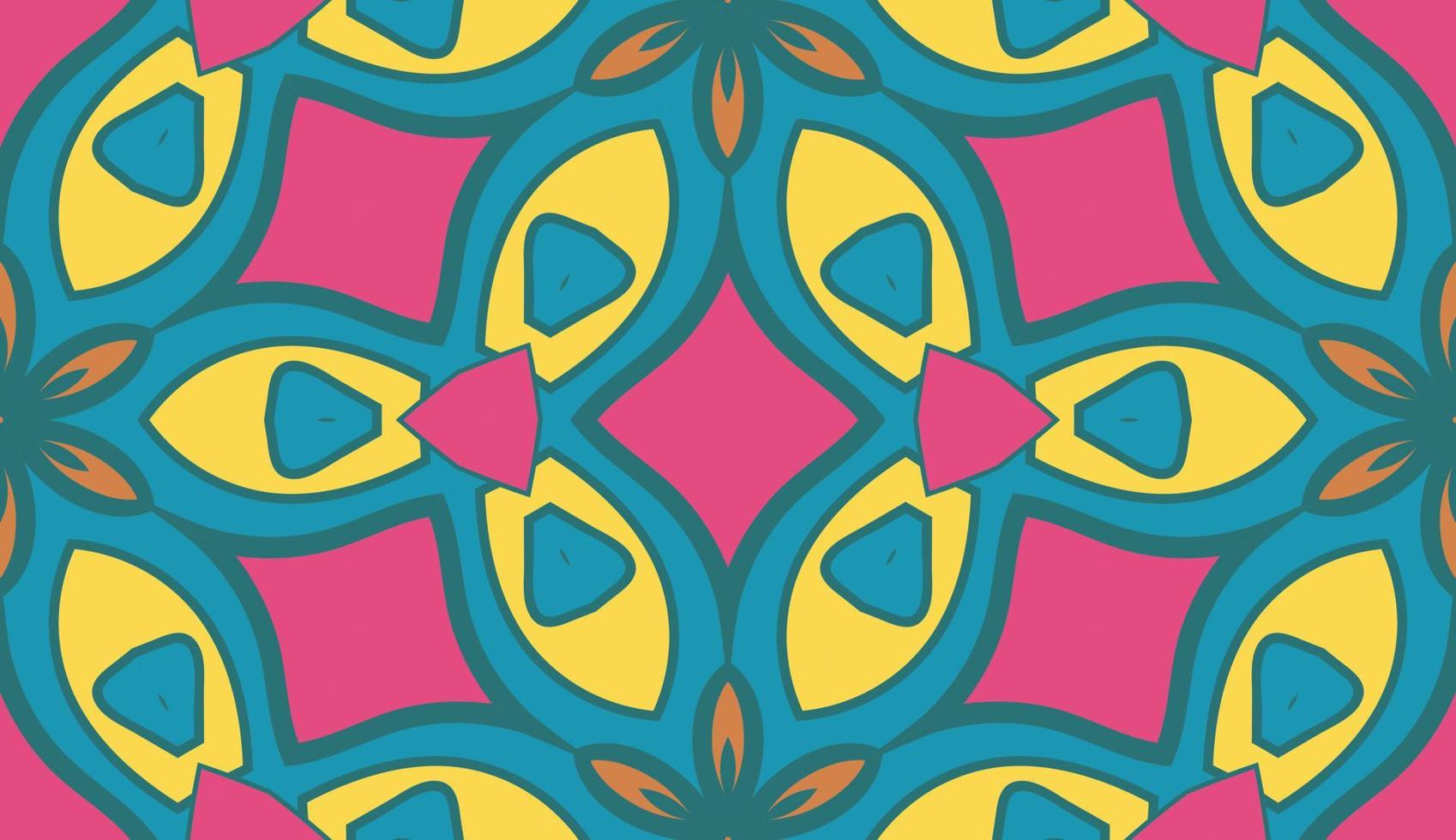 modello senza cuciture del fiore geometrico astratto di doodle colorato. sfondo floreale. mosaico caleidoscopio, geo piastrella di ornamento a linea sottile. vettore