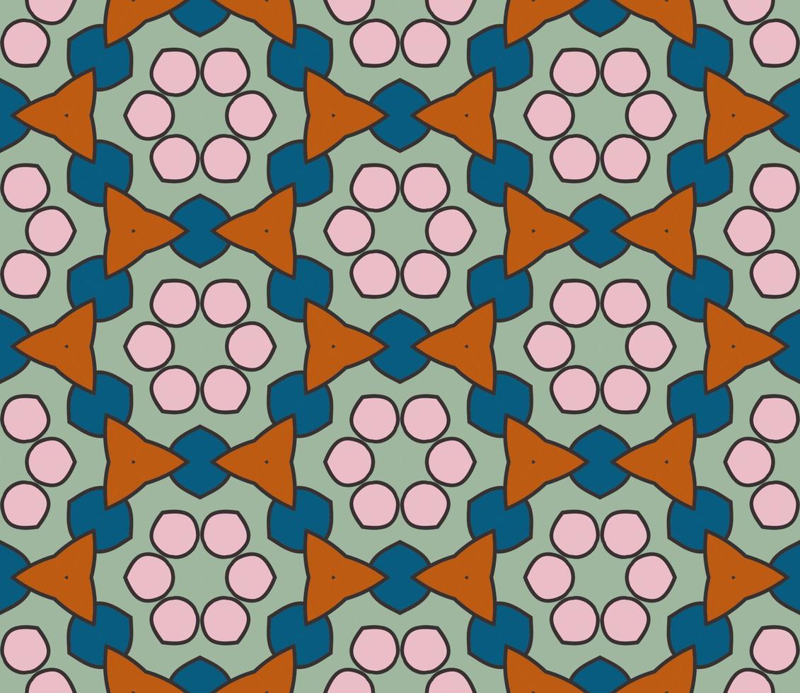 modello senza cuciture del fiore geometrico astratto di doodle colorato. sfondo floreale. mosaico caleidoscopio, geo piastrella di ornamento a linea sottile. vettore