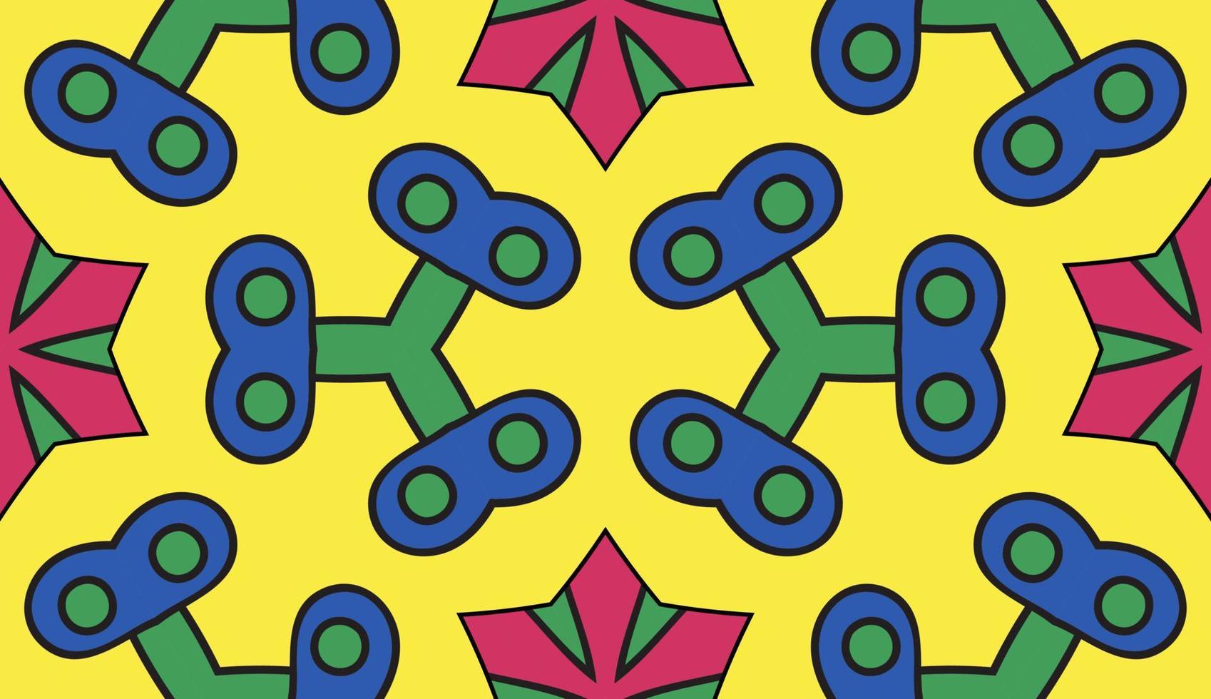 modello senza cuciture del fiore geometrico astratto di doodle colorato. sfondo floreale. mosaico caleidoscopio, geo piastrella di ornamento a linea sottile. vettore