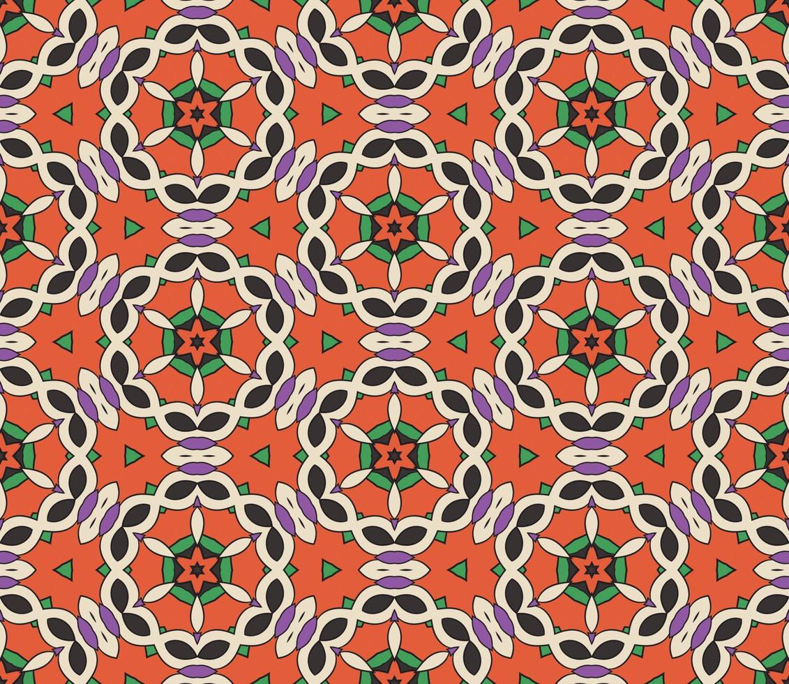 modello senza cuciture del fiore geometrico astratto di doodle colorato. sfondo floreale. mosaico caleidoscopio, geo piastrella di ornamento a linea sottile. vettore