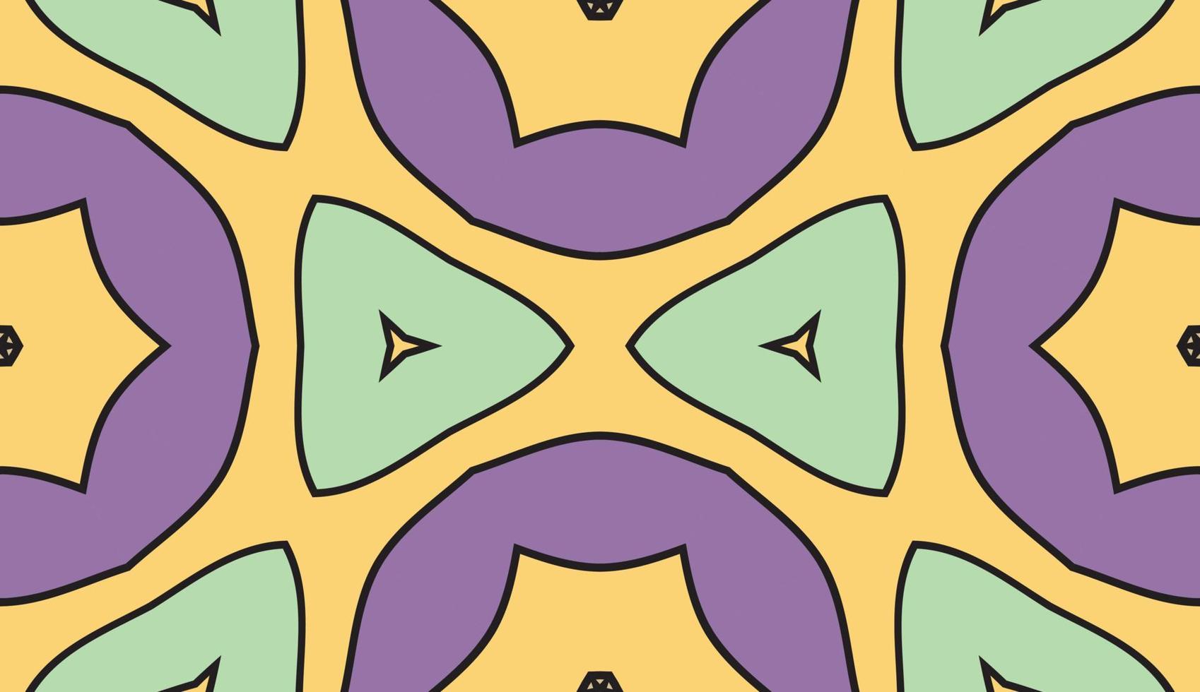 modello senza cuciture del fiore geometrico astratto di doodle colorato. sfondo floreale. mosaico caleidoscopio, geo piastrella di ornamento a linea sottile. vettore