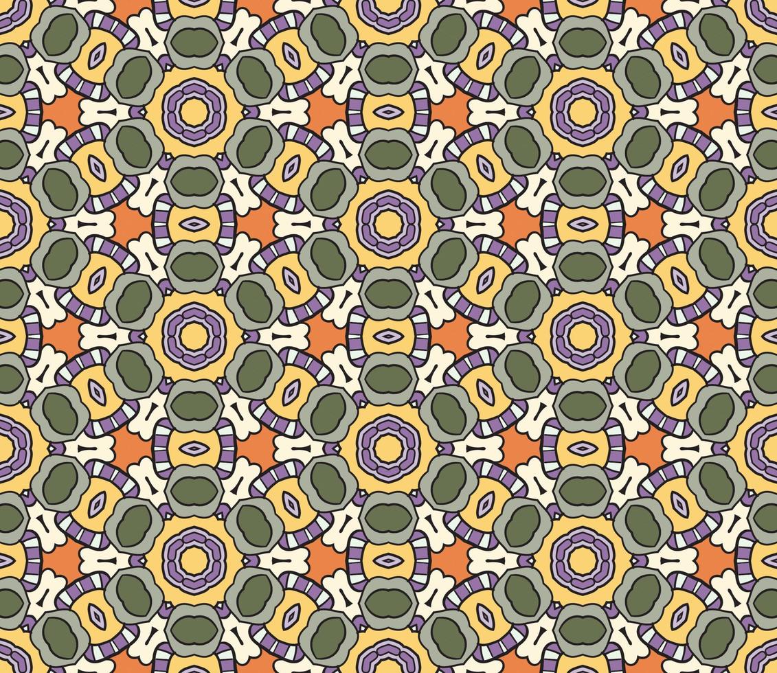 modello senza cuciture del fiore geometrico astratto di doodle colorato. sfondo floreale. mosaico, geo piastrella di ornamento di linea sottile. vettore