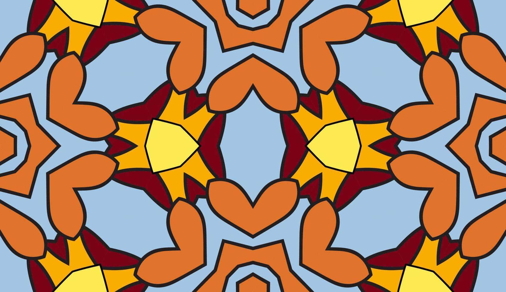 modello senza cuciture del fiore geometrico astratto di doodle colorato. sfondo floreale. mosaico caleidoscopio, geo piastrella di ornamento a linea sottile. vettore