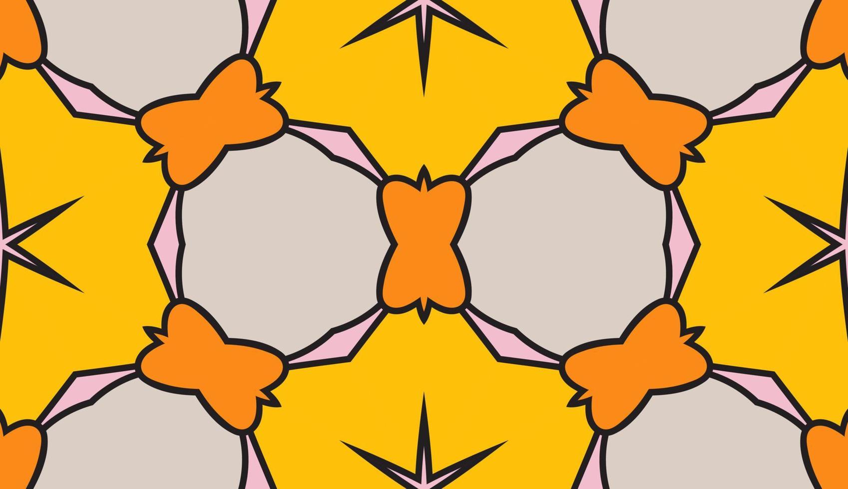 modello senza cuciture del fiore geometrico astratto di doodle colorato. sfondo floreale. mosaico caleidoscopio, geo piastrella di ornamento a linea sottile. vettore