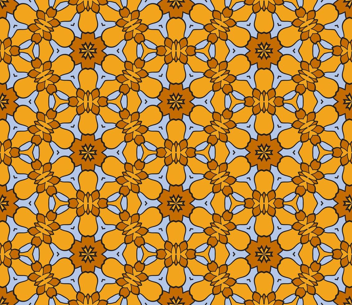 modello senza cuciture del fiore geometrico astratto di doodle colorato. sfondo floreale. mosaico caleidoscopio, geo piastrella di ornamento a linea sottile. vettore