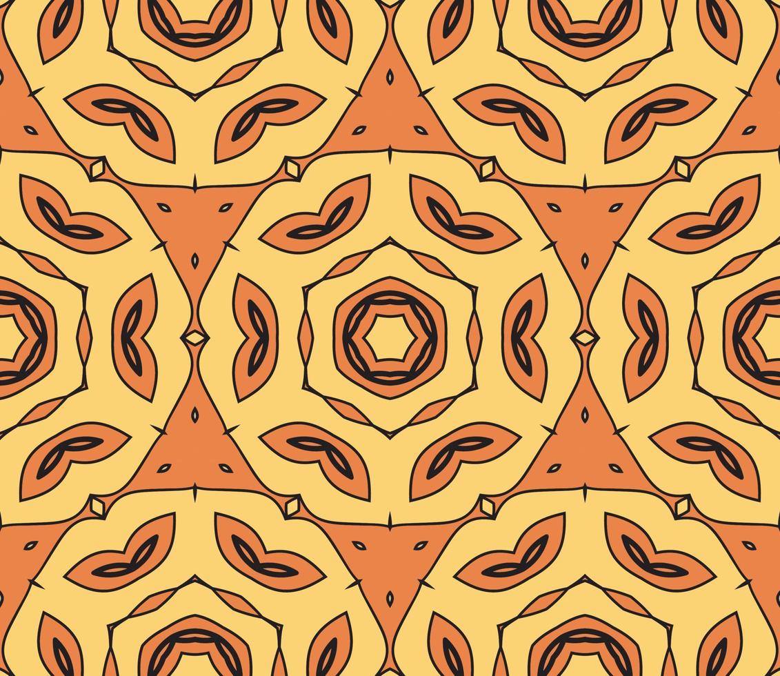 modello senza cuciture del fiore geometrico astratto di doodle colorato. sfondo floreale. mosaico caleidoscopio, geo piastrella di ornamento a linea sottile. vettore