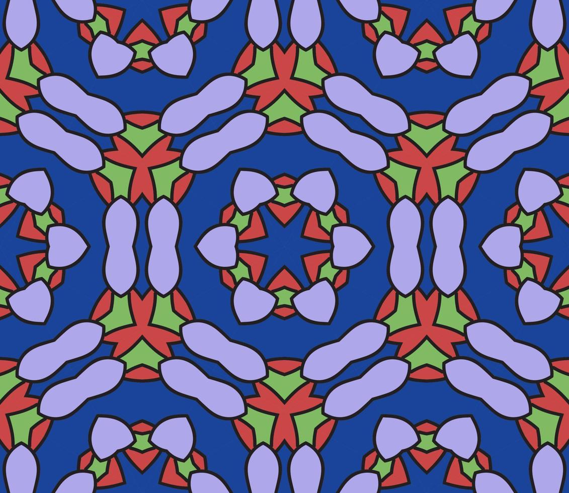 modello senza cuciture del fiore geometrico astratto di doodle colorato. sfondo floreale. mosaico caleidoscopio, geo piastrella di ornamento a linea sottile. vettore