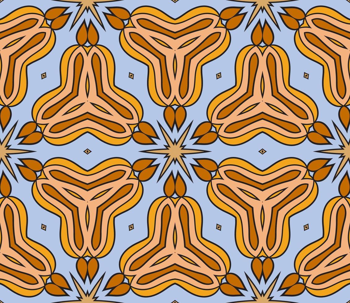 modello senza cuciture del fiore geometrico astratto di doodle colorato. sfondo floreale. mosaico caleidoscopio, geo piastrella di ornamento a linea sottile. vettore