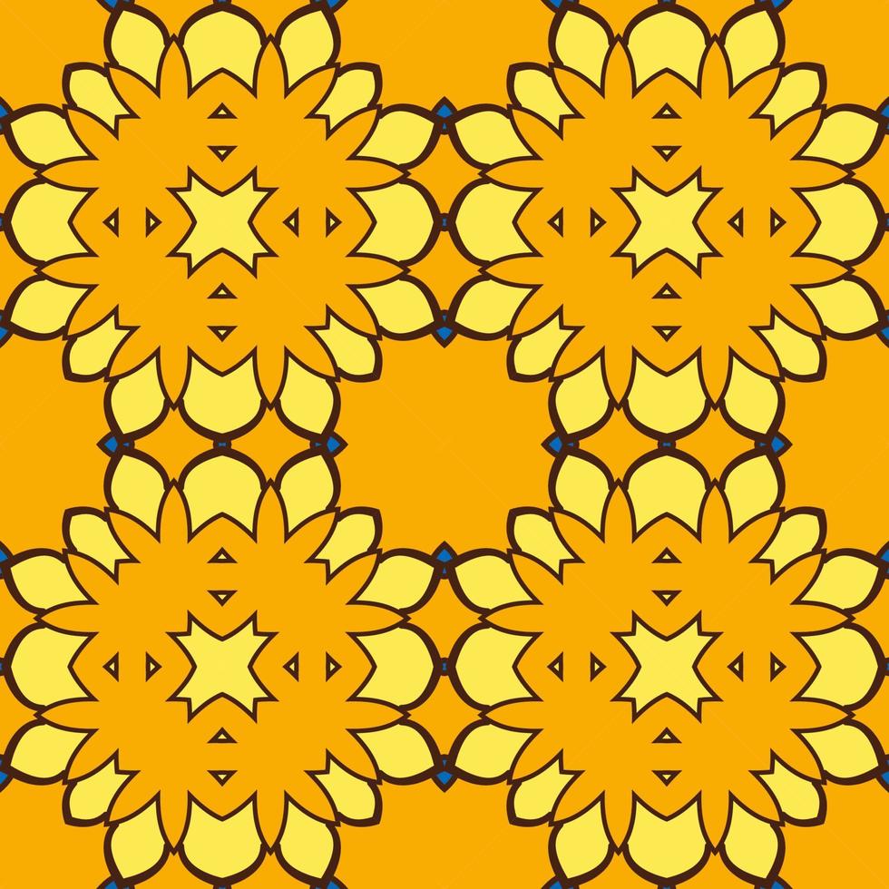 modello senza cuciture del fiore geometrico astratto di doodle colorato. sfondo floreale. mosaico caleidoscopio, geo piastrella di ornamento a linea sottile. vettore