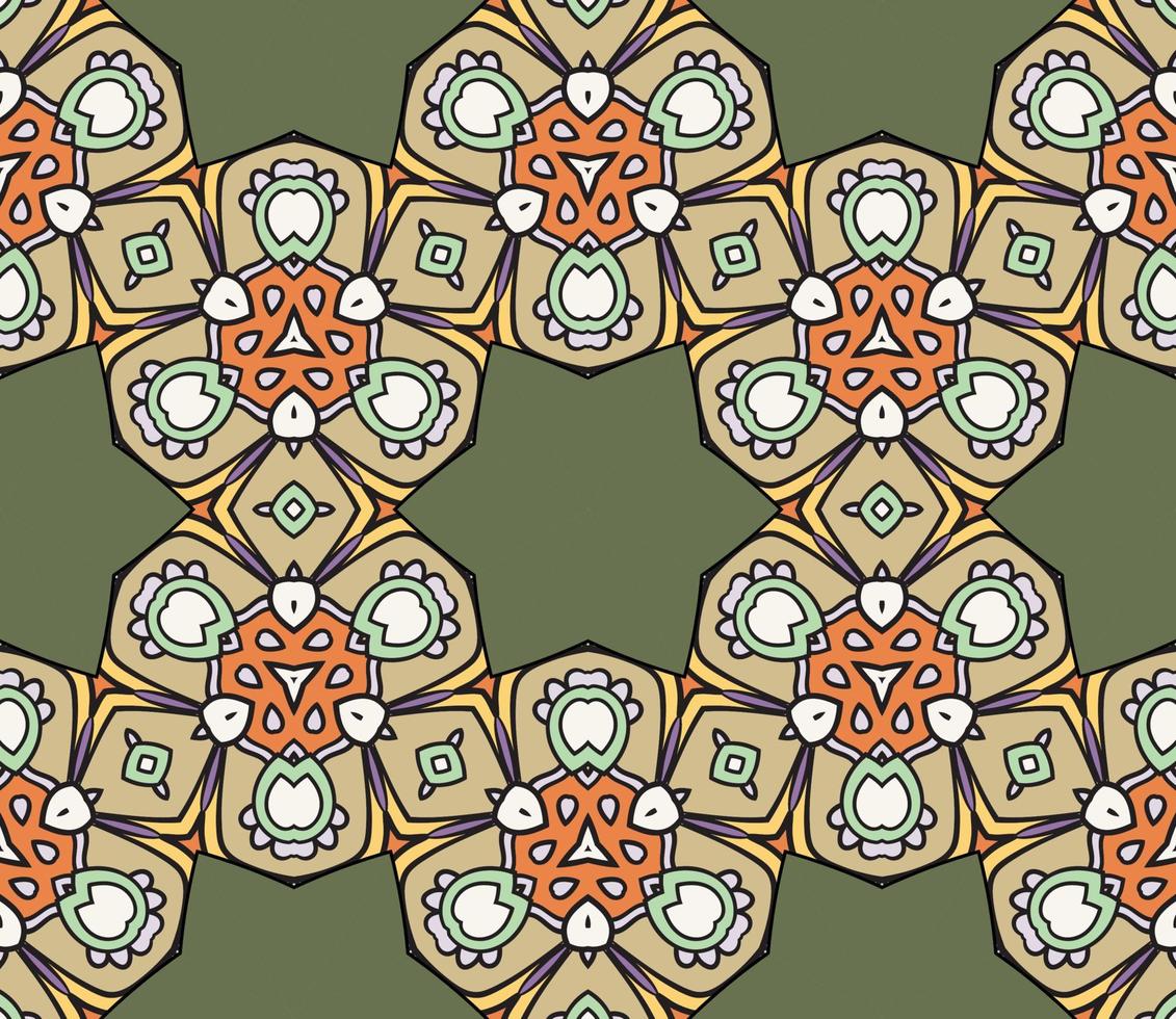 modello senza cuciture del fiore geometrico astratto di doodle colorato. sfondo floreale. mosaico, geo piastrella di ornamento di linea sottile. vettore