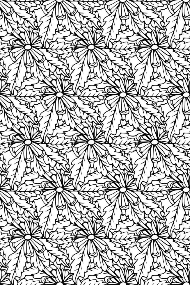 fiore di fantasia disegnato a mano in bianco e nero isolato, sfondo. senza cuciture con elemento floreale doodle tropicale. vettore