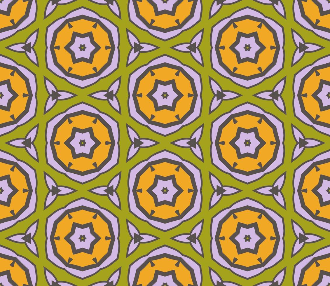 modello senza cuciture del fiore geometrico astratto di doodle colorato. sfondo floreale. mosaico caleidoscopio, geo piastrella di ornamento a linea sottile. vettore