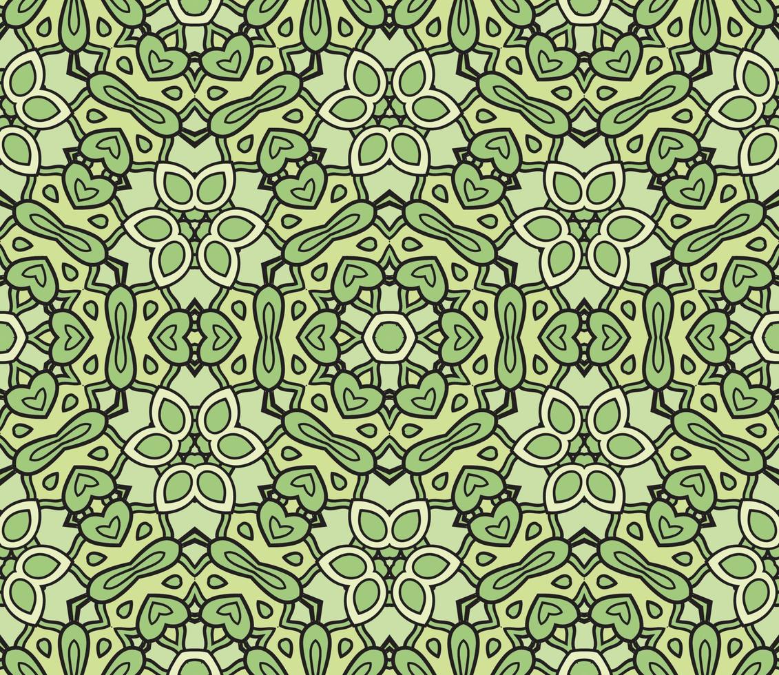 modello senza cuciture del fiore geometrico astratto di doodle colorato. sfondo floreale. mosaico caleidoscopio, geo piastrella di ornamento a linea sottile. vettore