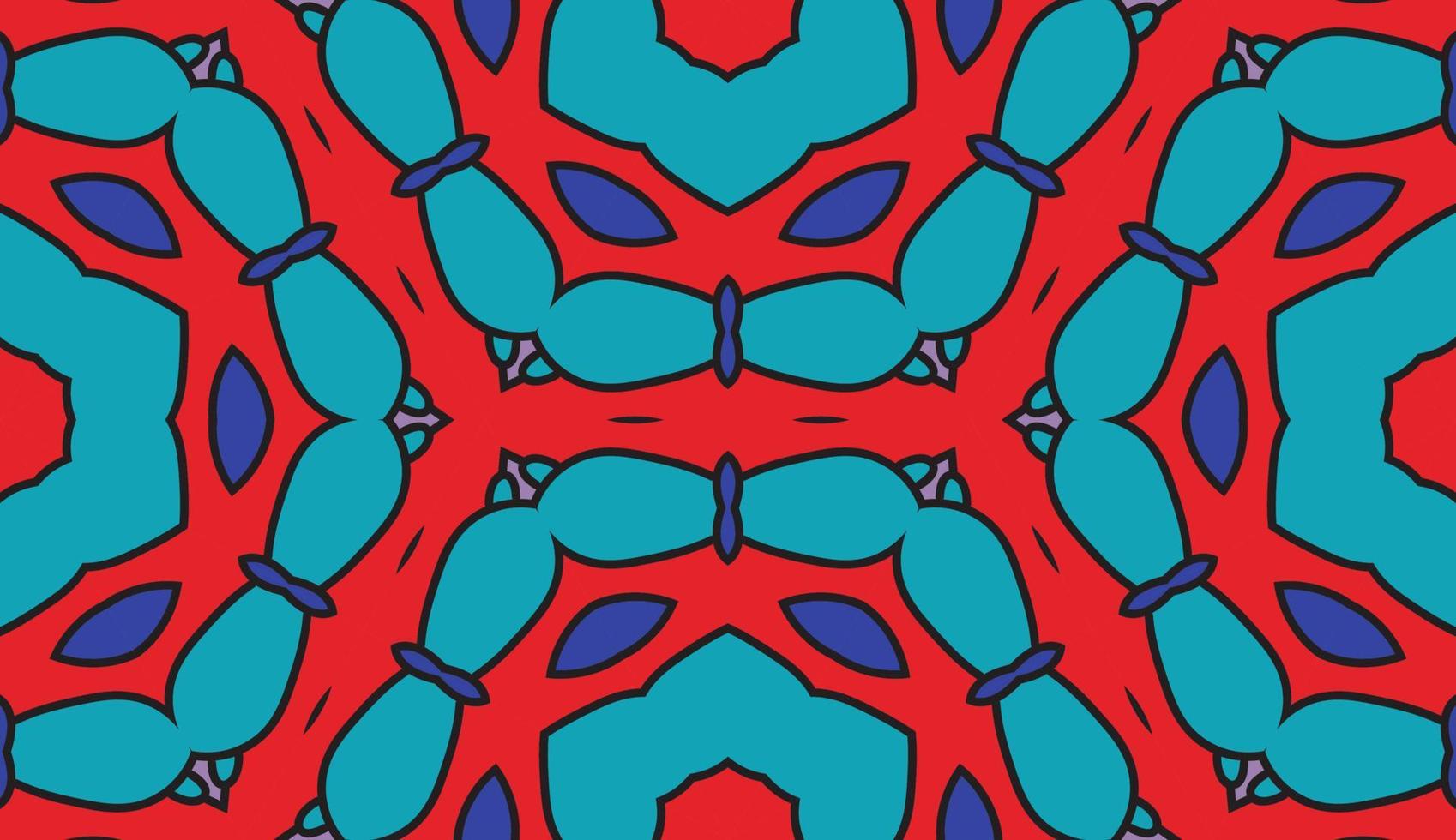 modello senza cuciture del fiore geometrico astratto di doodle colorato. sfondo floreale. mosaico caleidoscopio, geo piastrella di ornamento a linea sottile. vettore