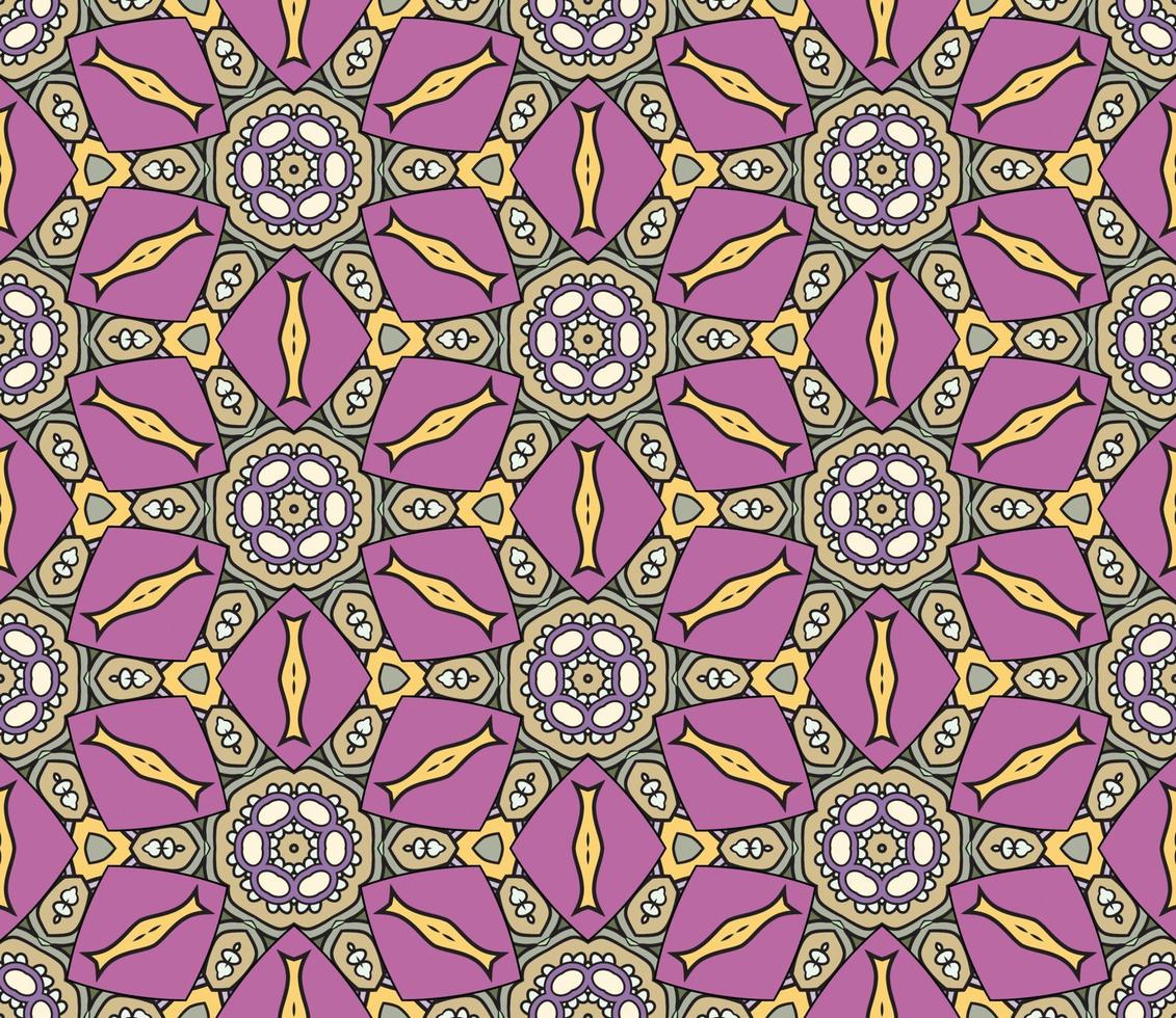 modello senza cuciture del fiore geometrico astratto di doodle colorato. sfondo floreale. mosaico, geo piastrella di ornamento di linea sottile. vettore