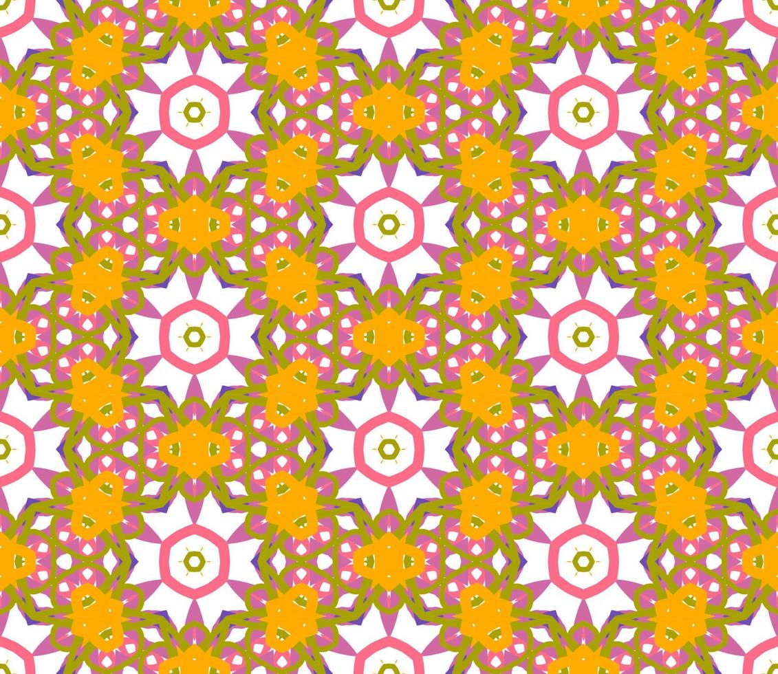 modello senza cuciture del fiore geometrico astratto di doodle colorato. sfondo floreale. mosaico caleidoscopio, geo piastrella di ornamento a linea sottile. vettore