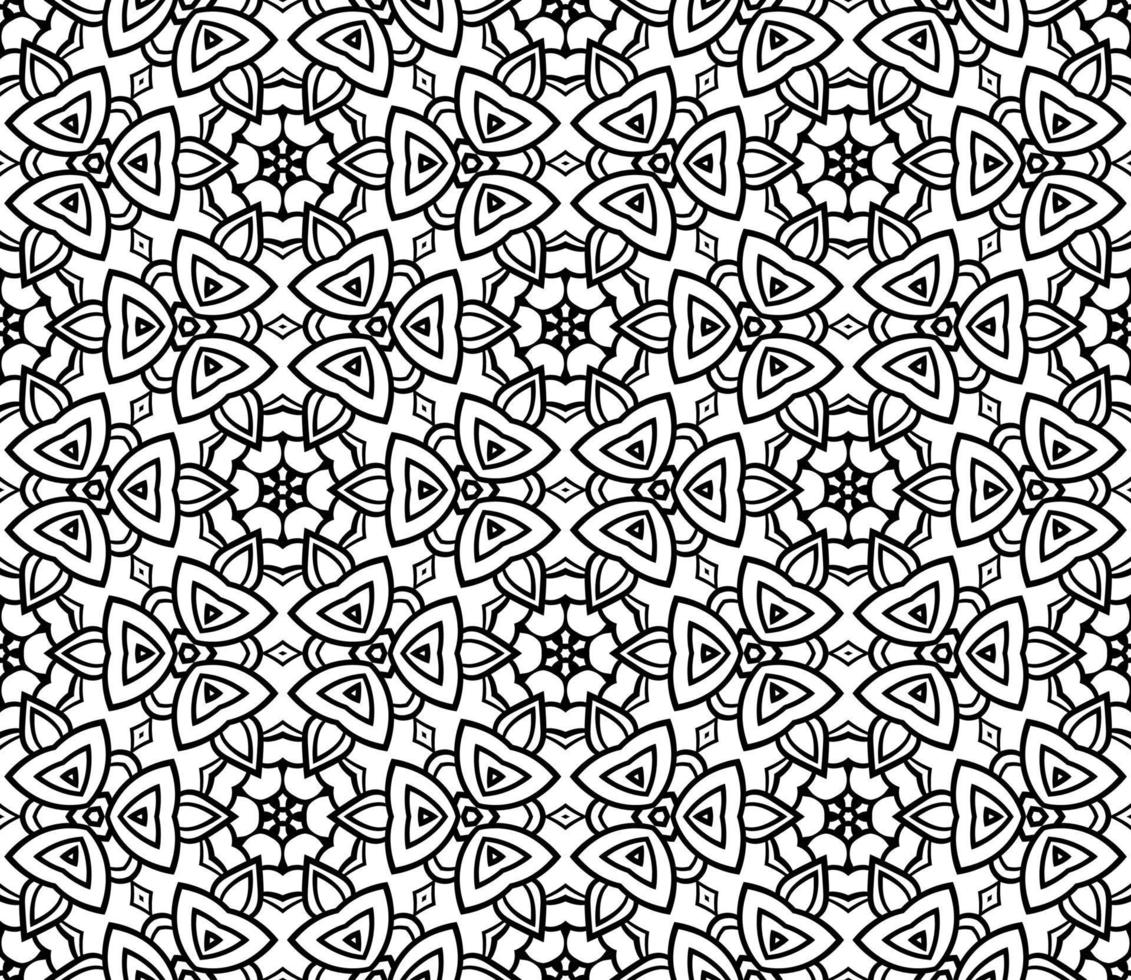 modello senza cuciture del fiore geometrico astratto di doodle colorato. sfondo floreale. mosaico caleidoscopio, geo piastrella di ornamento a linea sottile. vettore