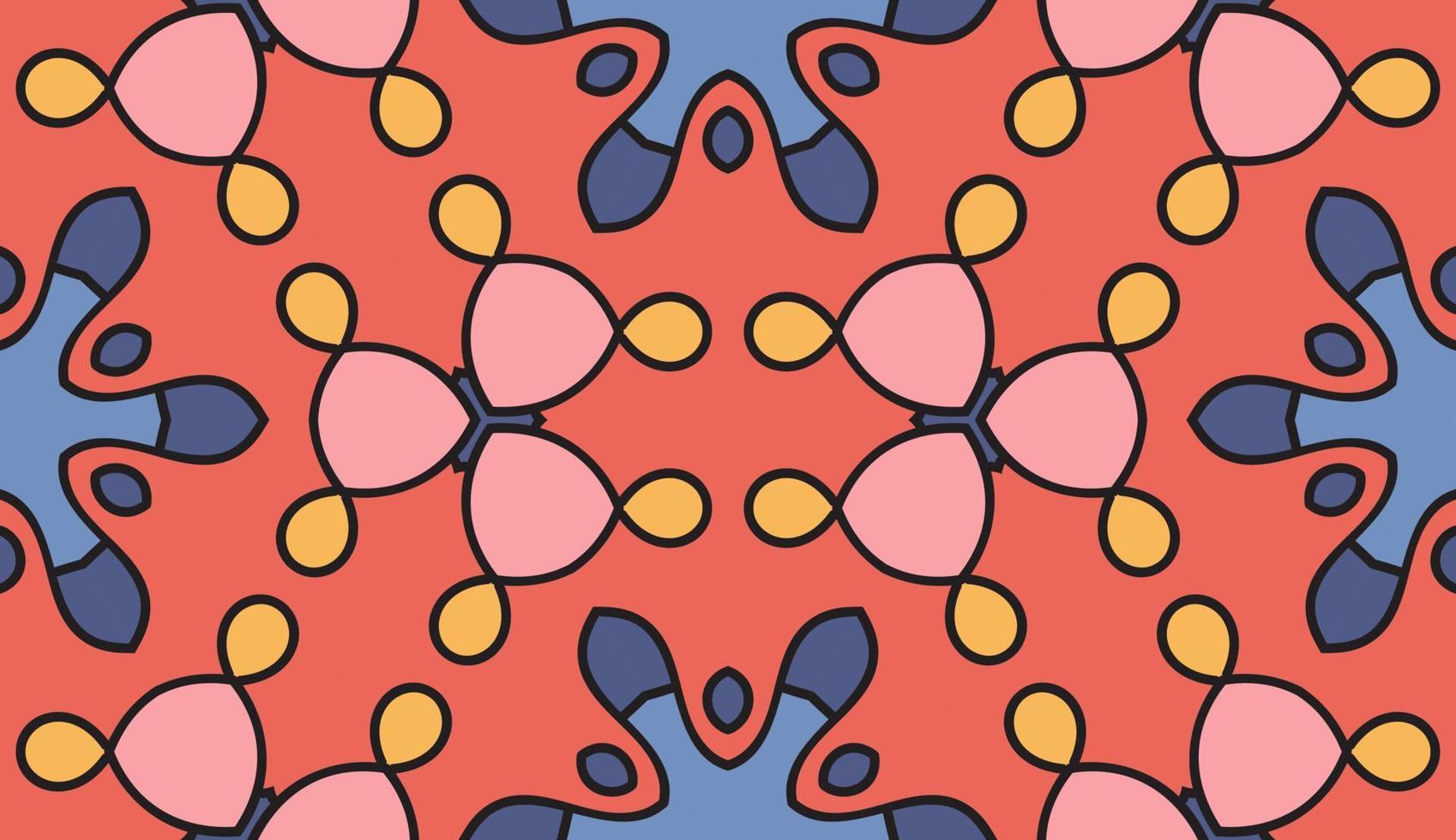 modello senza cuciture del fiore geometrico astratto di doodle colorato. sfondo floreale. mosaico caleidoscopio, geo piastrella di ornamento a linea sottile. vettore