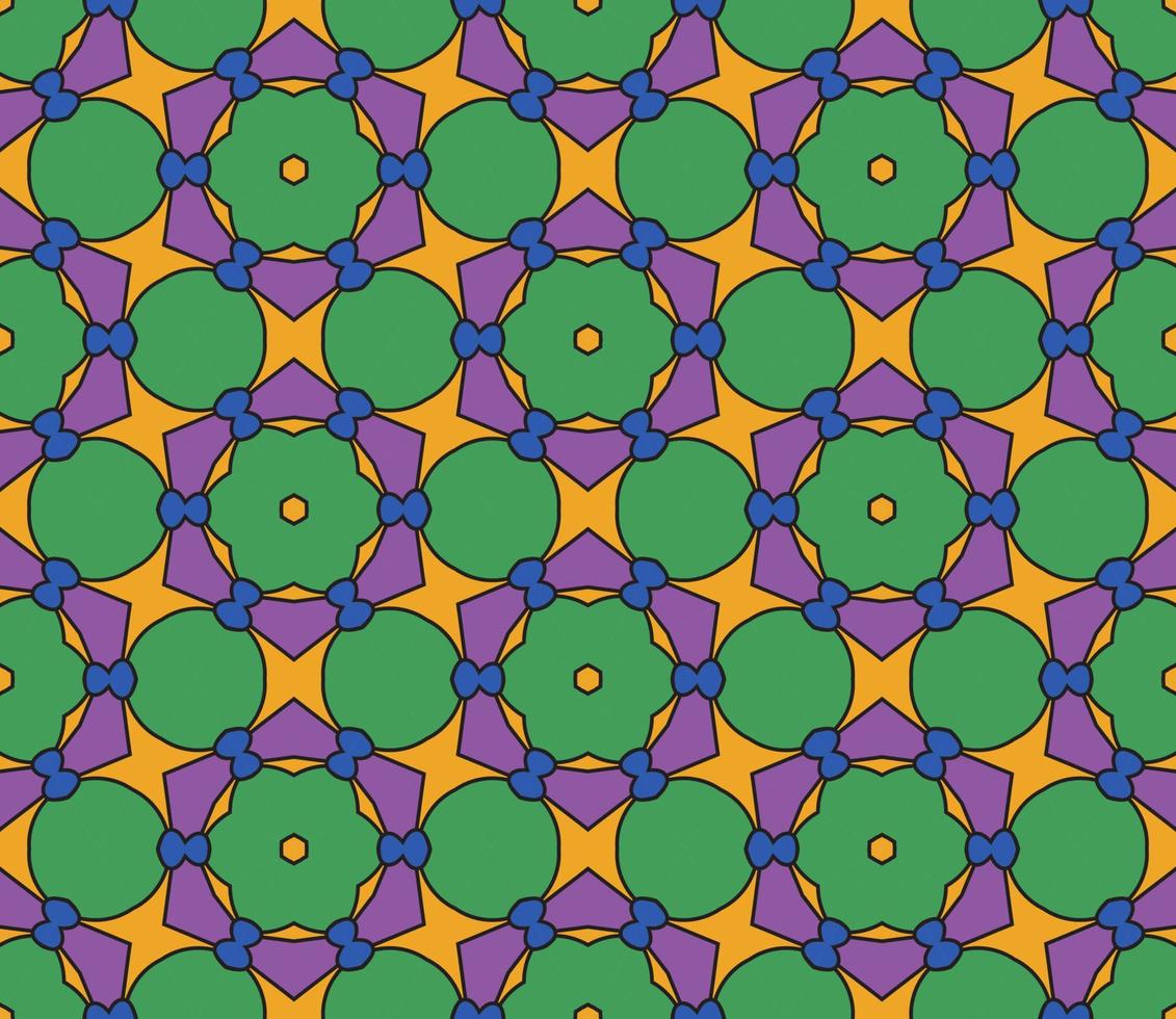 modello senza cuciture del fiore geometrico astratto di doodle colorato. sfondo floreale. mosaico caleidoscopio, geo piastrella di ornamento a linea sottile. vettore