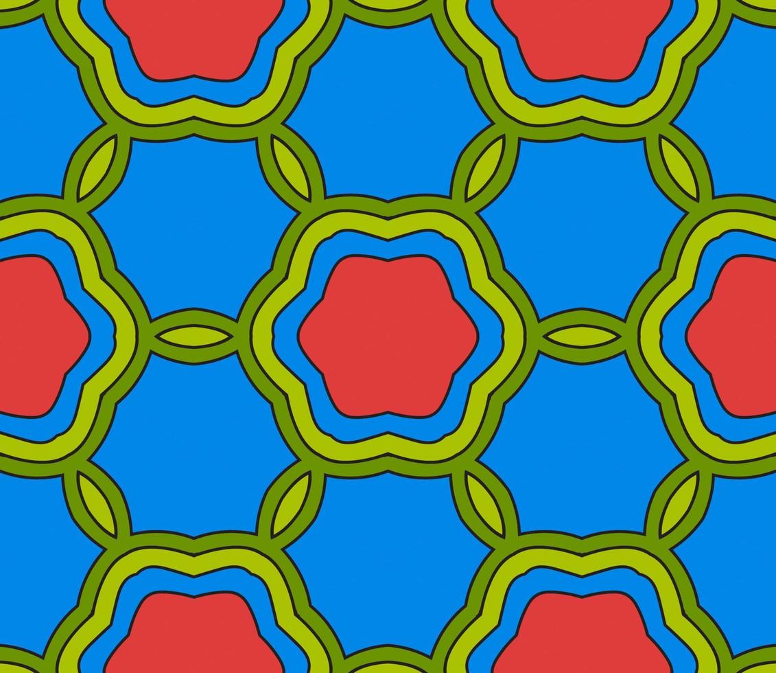 modello senza cuciture del fiore geometrico astratto di doodle colorato. sfondo floreale. mosaico caleidoscopio, geo piastrella di ornamento a linea sottile. vettore