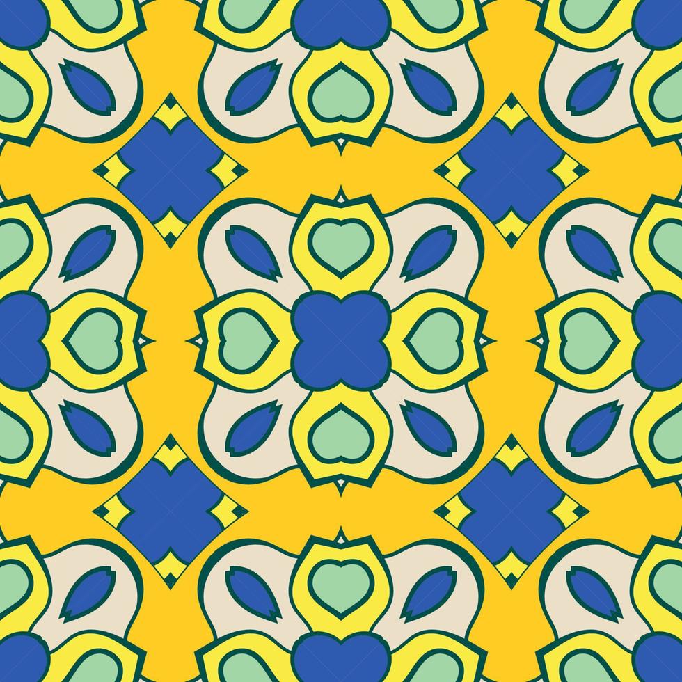 modello senza cuciture del fiore geometrico astratto di doodle colorato. sfondo floreale. mosaico caleidoscopio, geo piastrella di ornamento a linea sottile. vettore