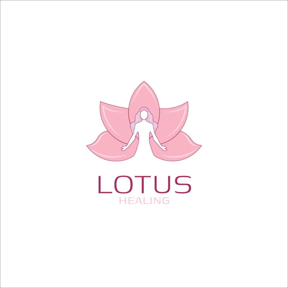 logo di loto femminile per yoga e logo di meditazione spirituale vettore