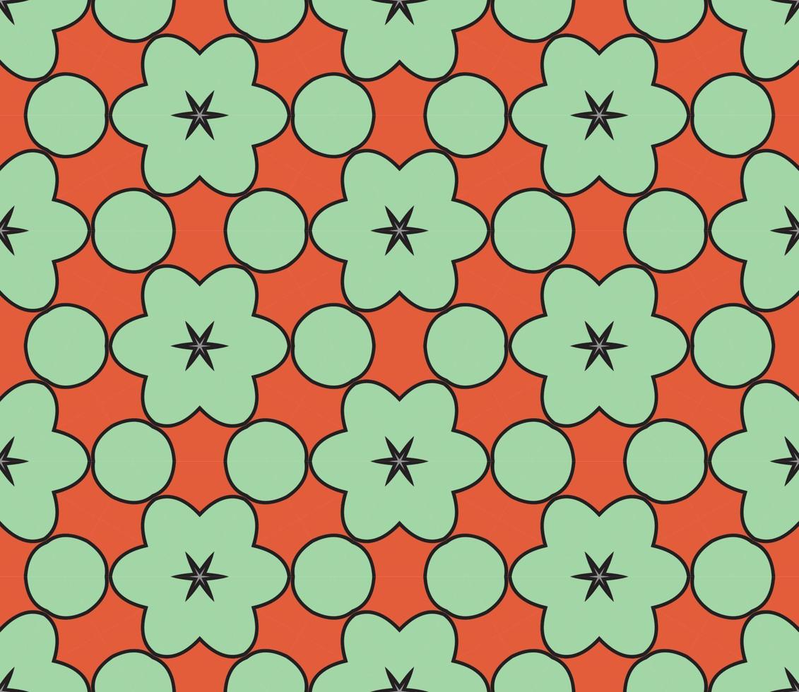 modello senza cuciture del fiore geometrico astratto di doodle colorato. sfondo floreale. mosaico caleidoscopio, geo piastrella di ornamento a linea sottile. vettore