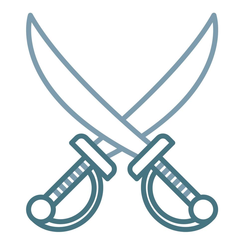 icona a due colori della linea del coltello pirata vettore