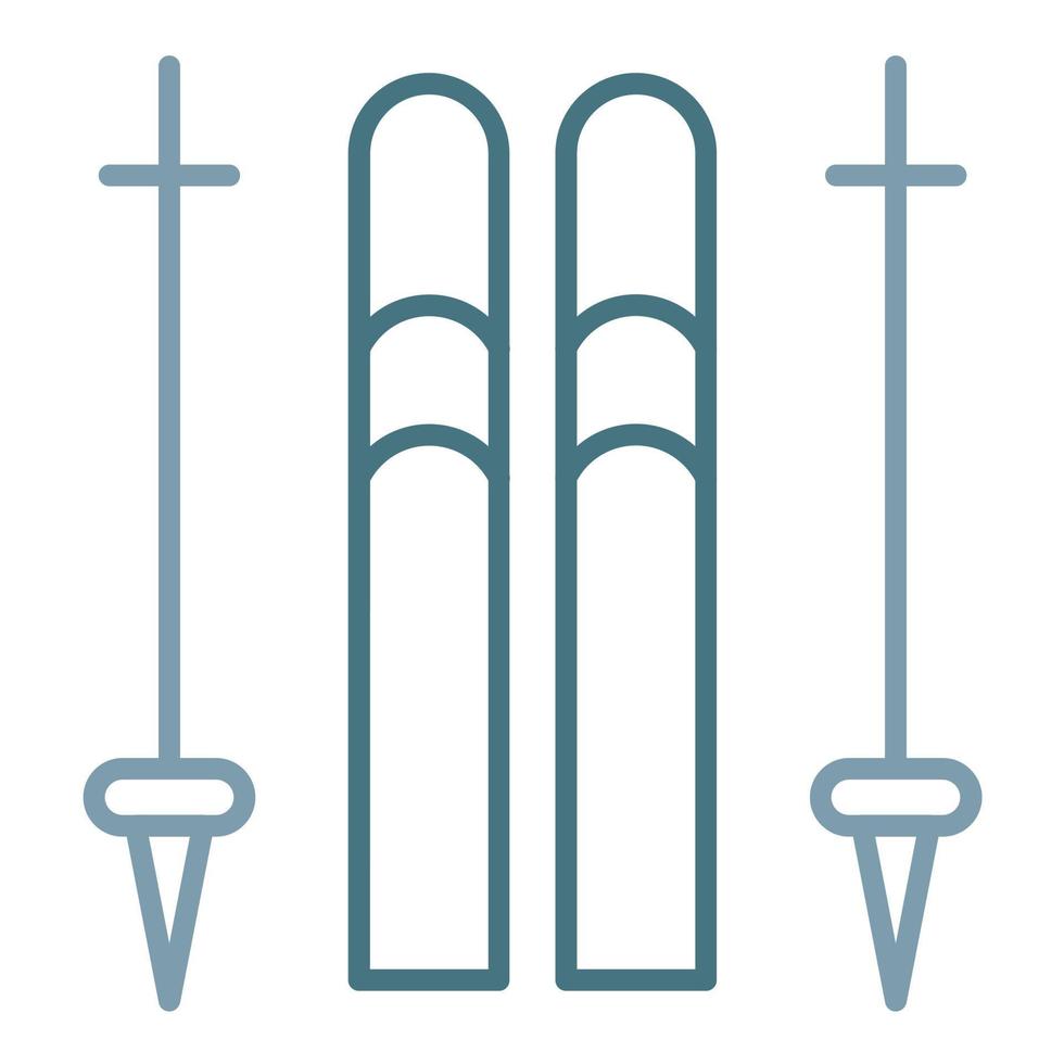 icona a due colori della linea dei bastoncini da sci vettore
