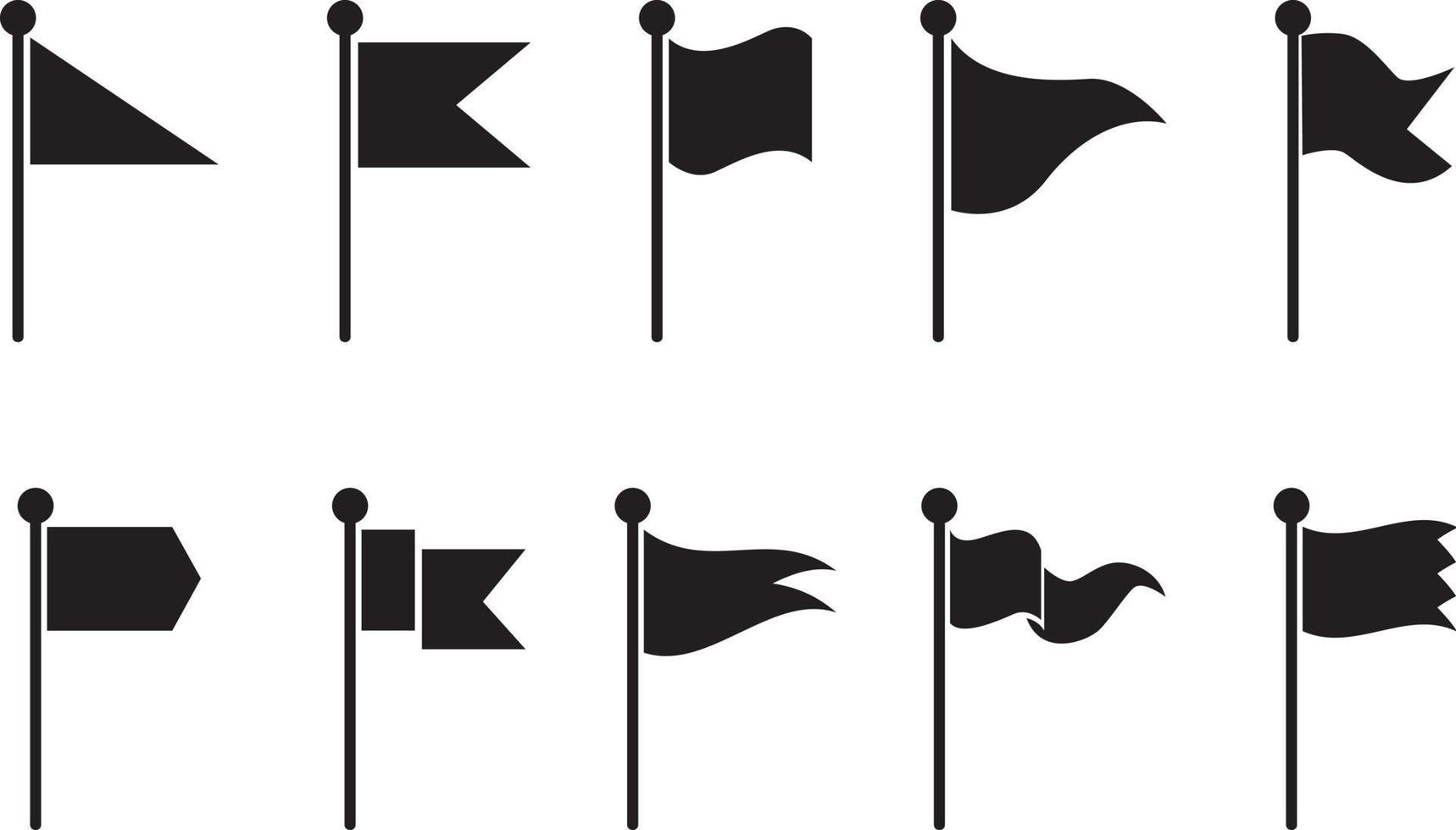 collezione di bandiere nere. set di icone di bandiere sventolanti vettore
