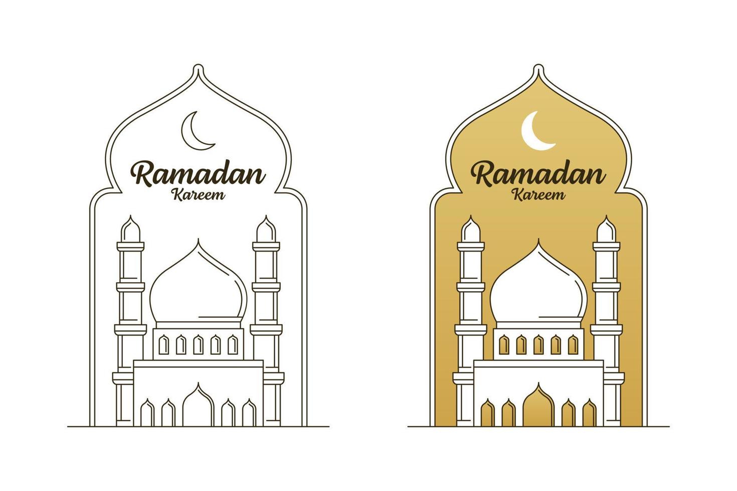 ramadan kareem illustrazione del disegno vettoriale stile monoline o line art