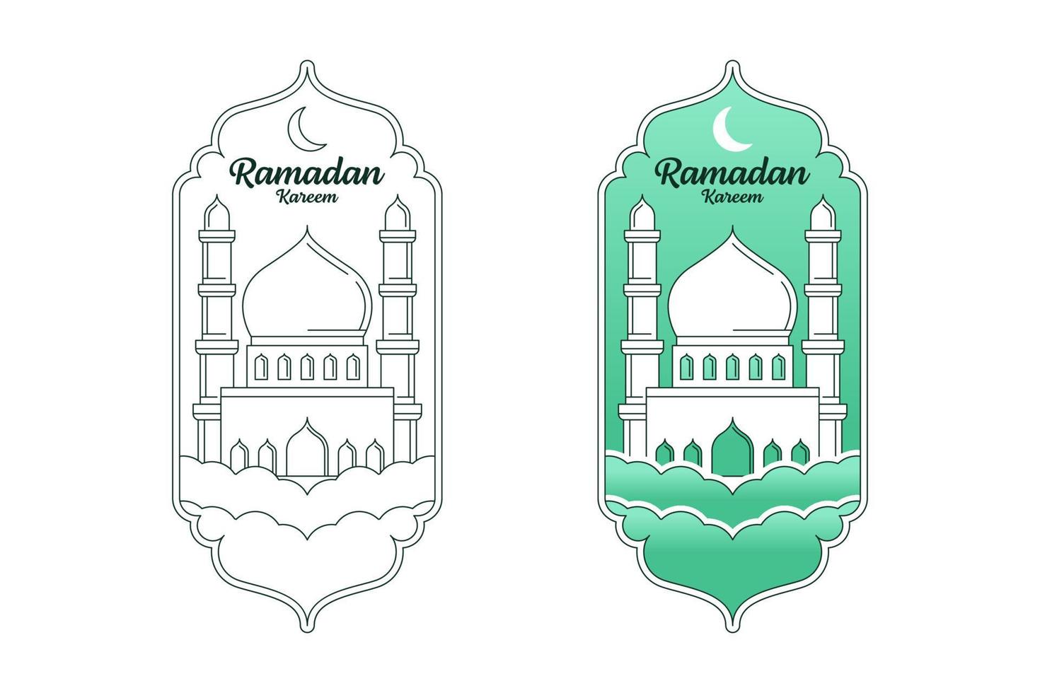 ramadan kareem illustrazione del disegno vettoriale stile monoline o line art