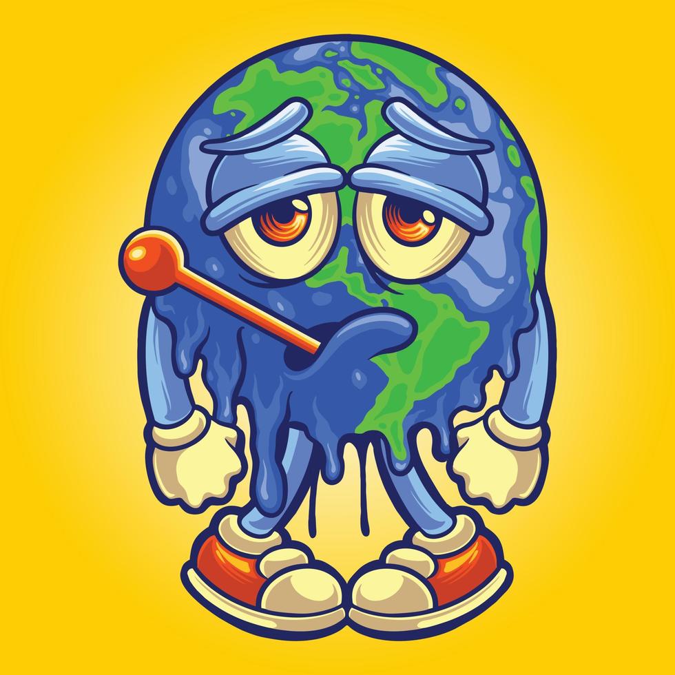 felice giornata mondiale della terra con il globo del termometro vettore