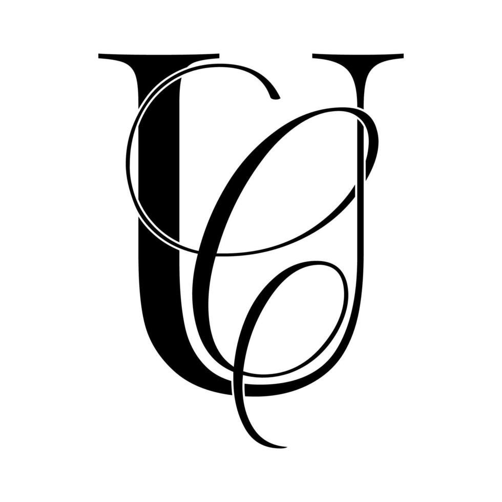 uc, cu, logo monogramma. icona della firma calligrafica. monogramma del logo del matrimonio. simbolo del monogramma moderno. logo delle coppie per il matrimonio vettore