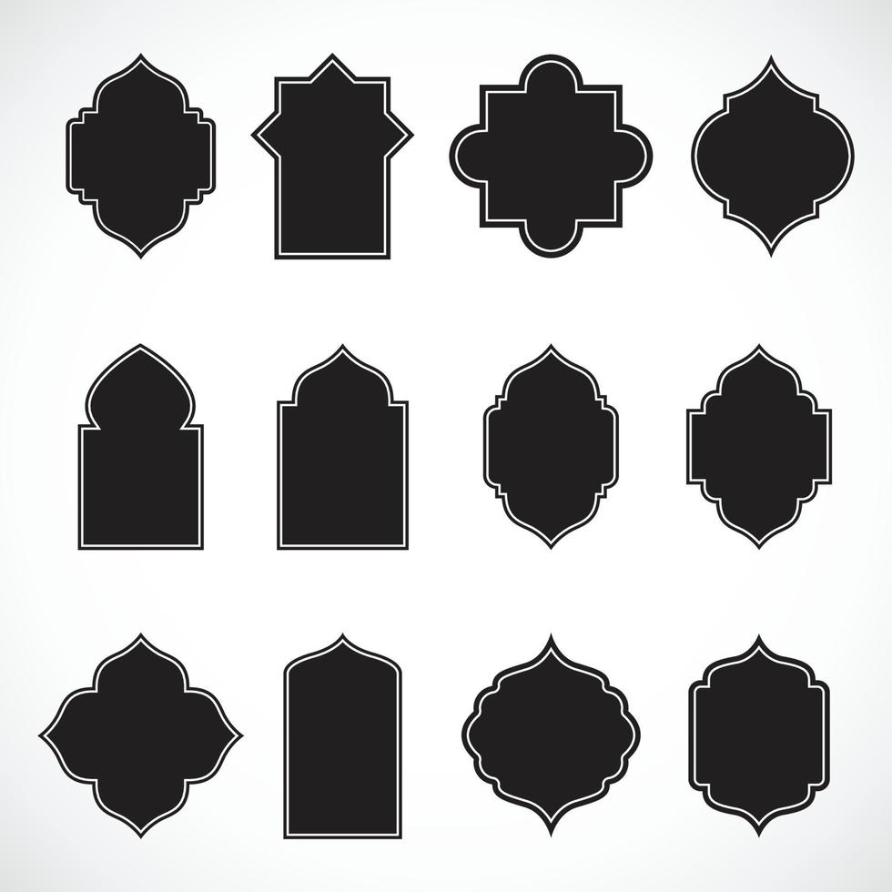 set di illustrazione di forma islamica. sagoma di bagde islamica. buono usato per il design islamico, l'etichetta, il segno, l'autoadesivo, ecc. - vettore eps 10