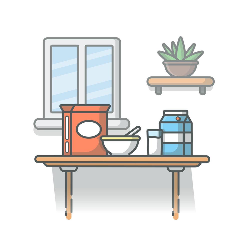 illustrazione dell'icona del vettore del fumetto dell'ora della colazione. cibo e bevande icona concetto isolato vettore premium. stile cartone animato piatto