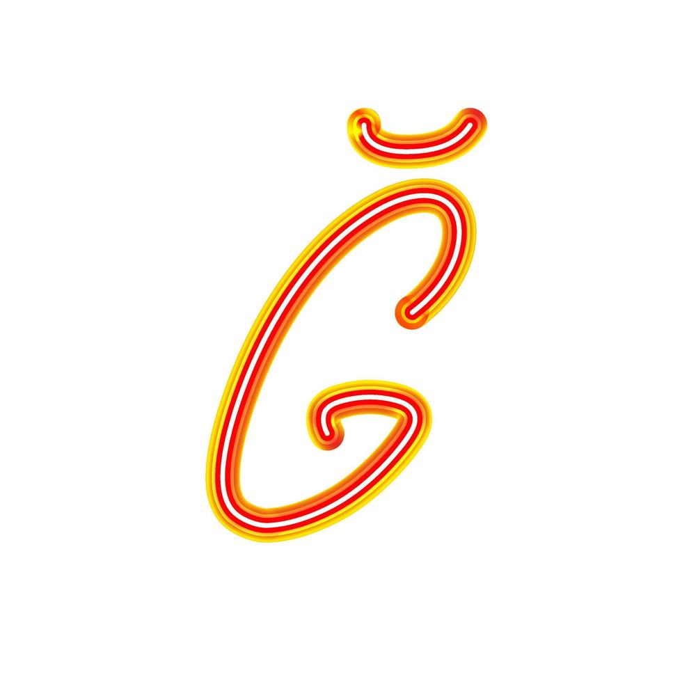 lettera latina semplice scritta a mano al neon unica g. neon rosso del tubo lineare. la lettera 'g. illustrazione 3d. illustrazione 3d vettoriale di alta qualità. raccolta alfabeto scritto a mano.