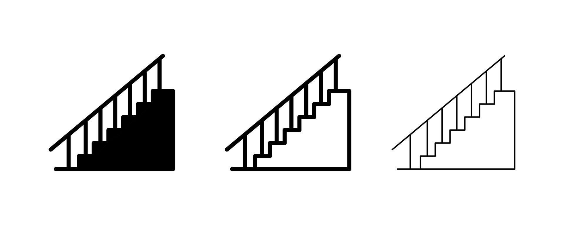 icona della scala verso l'alto. le persone salgono le scale. linea appiattibile e design della silhouette. logo, web design. vettore