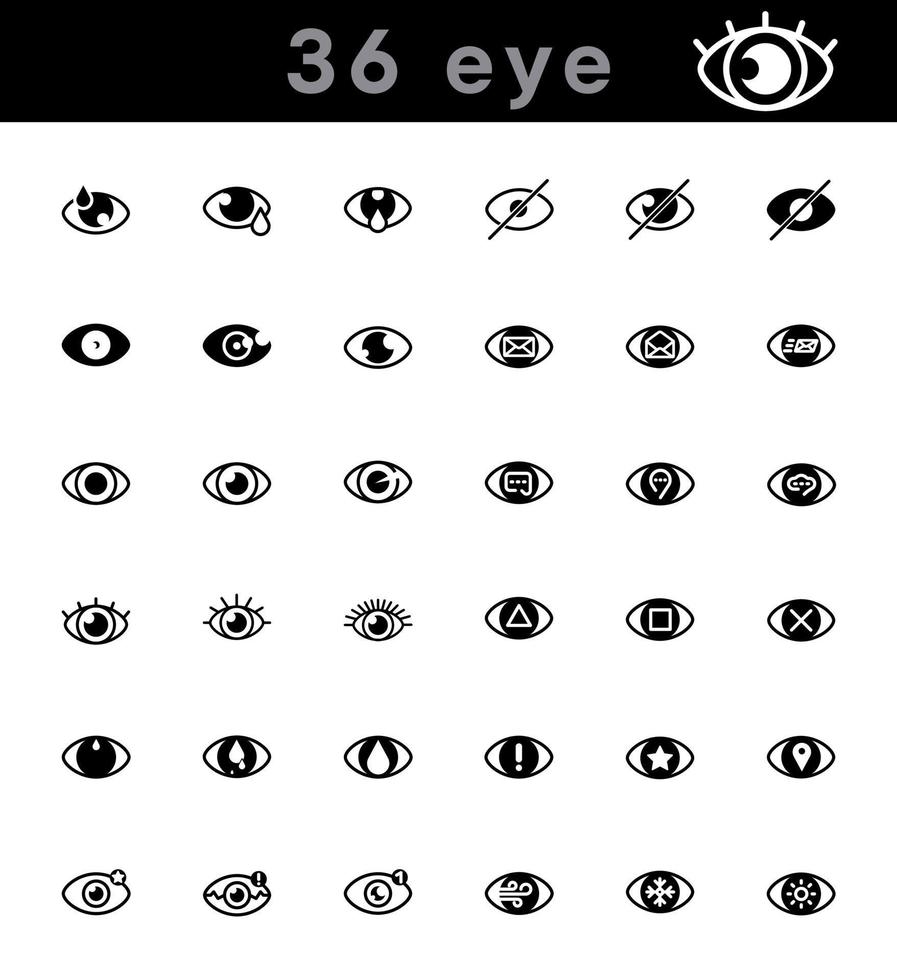 36 icone moderne dell'occhio impostate. icona dell'occhio creativo in stile linea moderna per il design del logo dell'app mobile web. pittogramma isolato su sfondo bianco. set lineare modificabile, grafica vettoriale pixel perfect.
