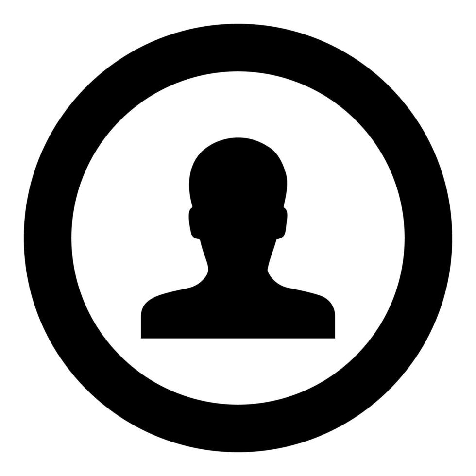 avatar uomo faccia silhouette utente segno persona profilo immagine icona maschile in cerchio rotondo colore nero illustrazione vettoriale immagine stile contorno solido