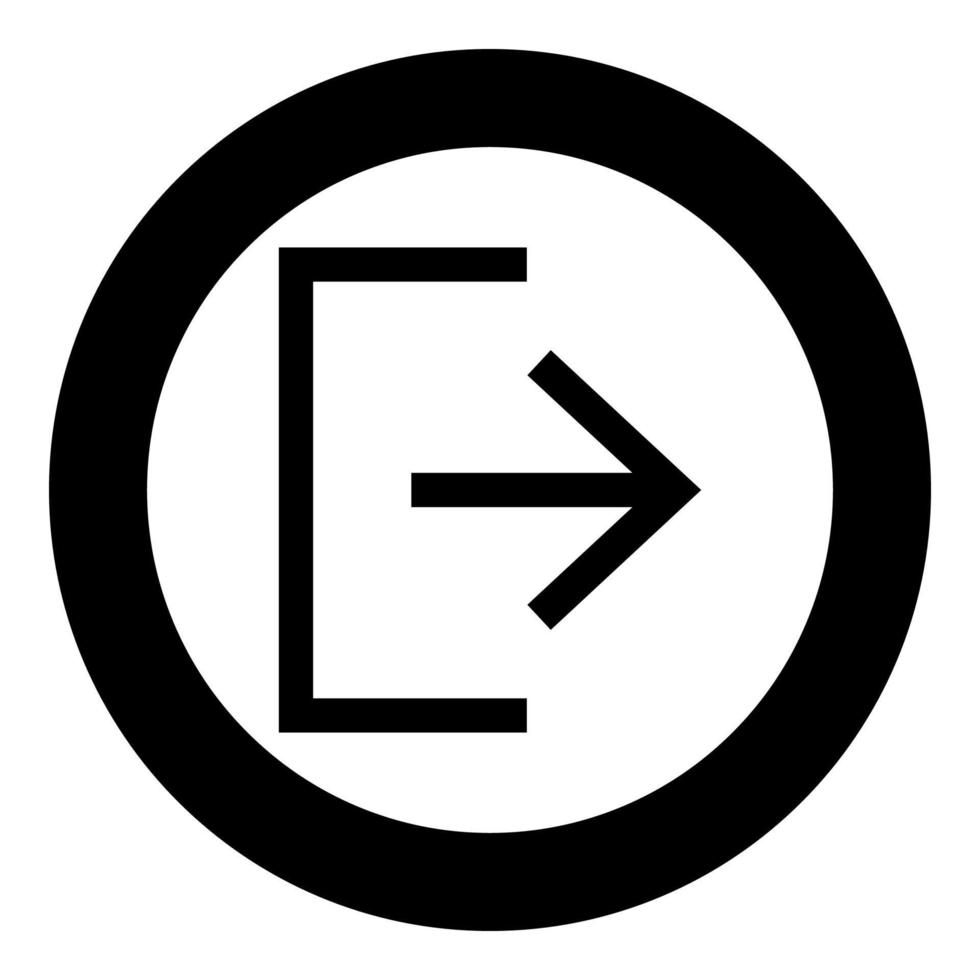 simbolo icona uscita colore nero in cerchio rotondo vettore
