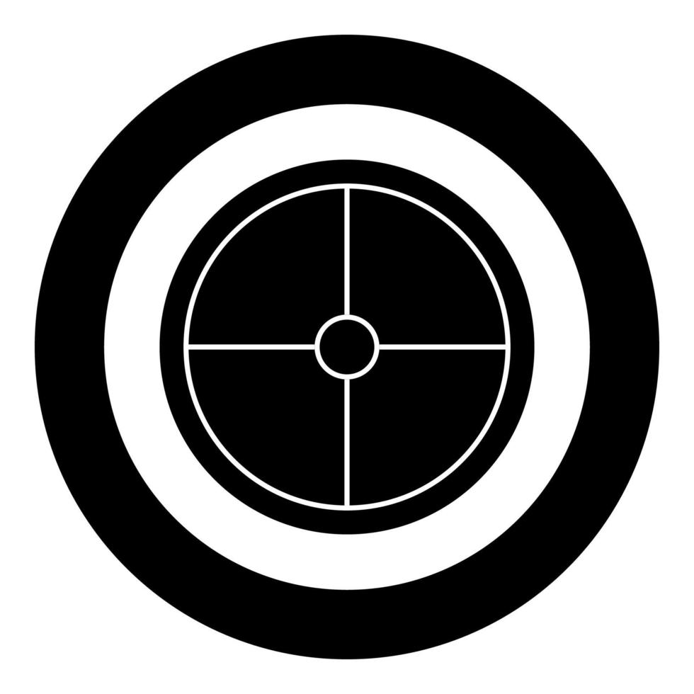 icona dello scudo vichingo vettore di colore nero in cerchio rotondo illustrazione immagine in stile piatto