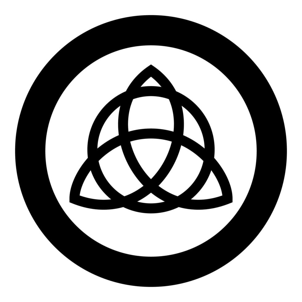 nodo trikvetr con cerchio potere di tre simboli vichinghi tribale per tatuaggio icona nodo trinità in cerchio rotondo colore nero illustrazione vettoriale piatto stile immagine