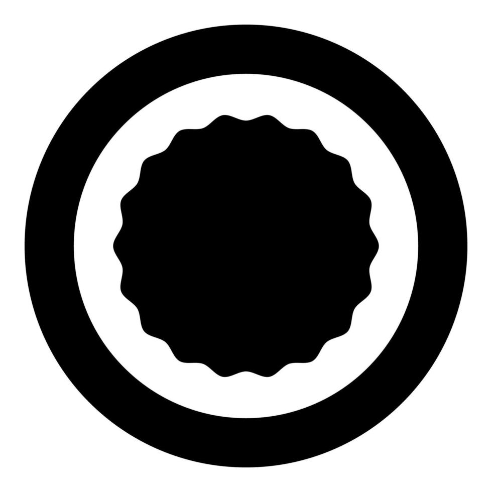 elemento rotondo con bordi ondulati icona adesiva etichetta circolare in cerchio nero colore rotondo illustrazione vettoriale immagine in stile contorno solido