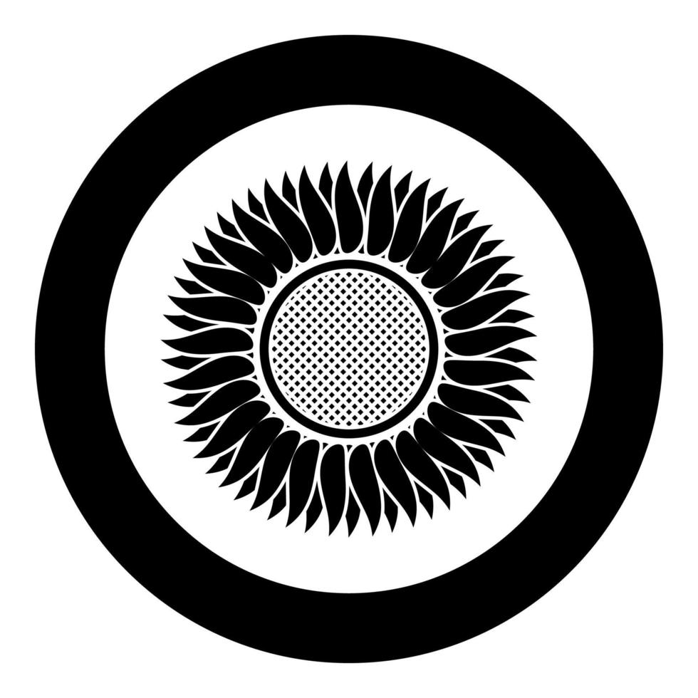 icona di girasole in cerchio rotondo colore nero illustrazione vettoriale immagine in stile piatto