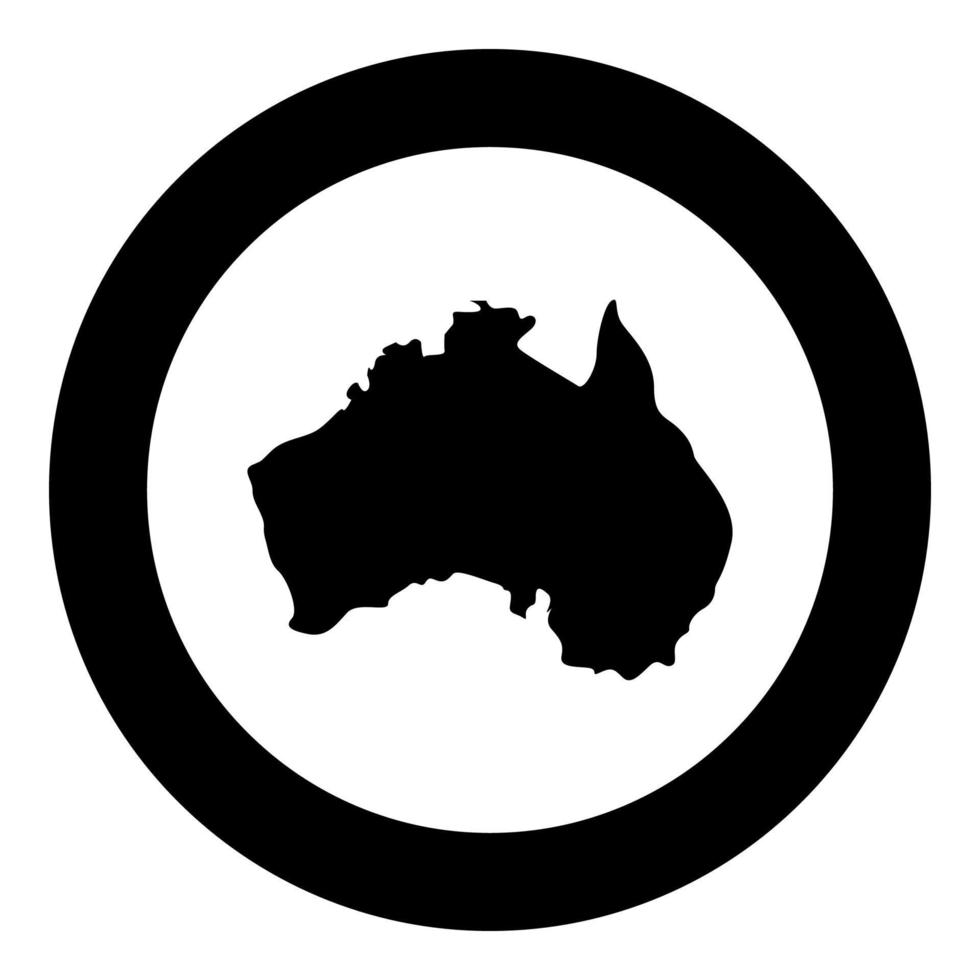 mappa dell'australia icona colore nero in cerchio rotondo vettore