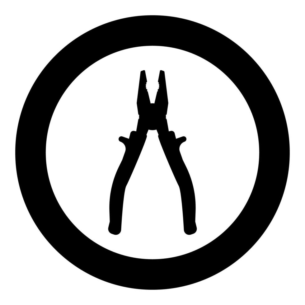 icona dello strumento pinze in cerchio rotondo colore nero illustrazione vettoriale immagine stile contorno solido